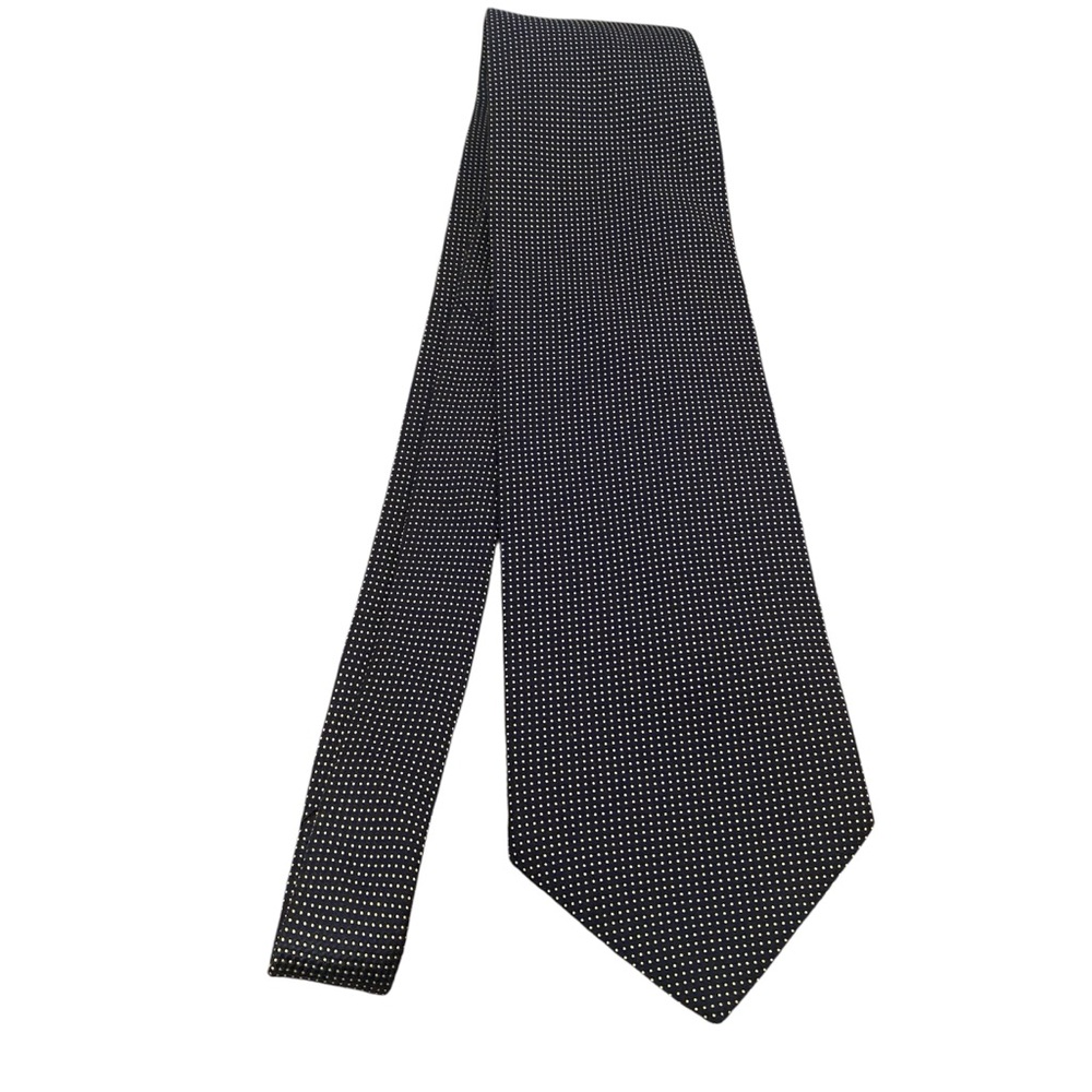 Bruno Piattelli Silk Tie Navy‎ Yellow Micro Dot Classic Made in USA